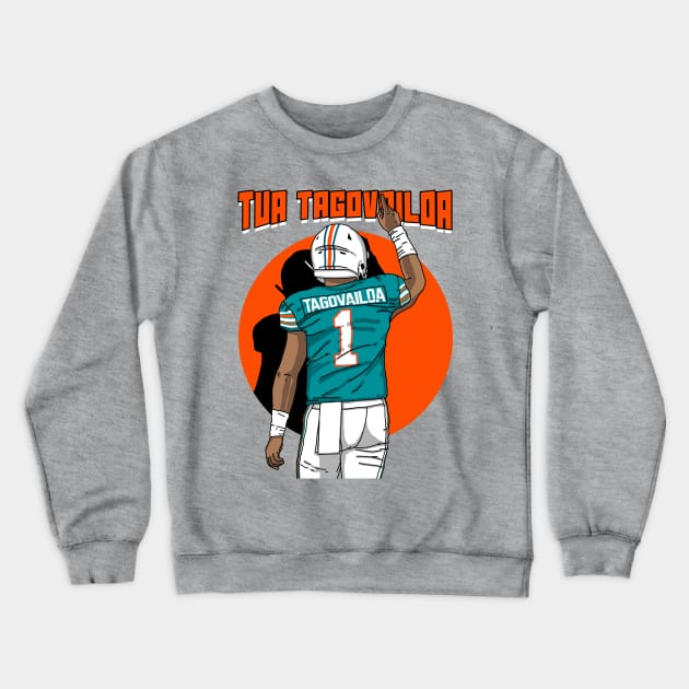 Tua Tagovailoa Back Crewneck Sweatshirt by Luna Illustration